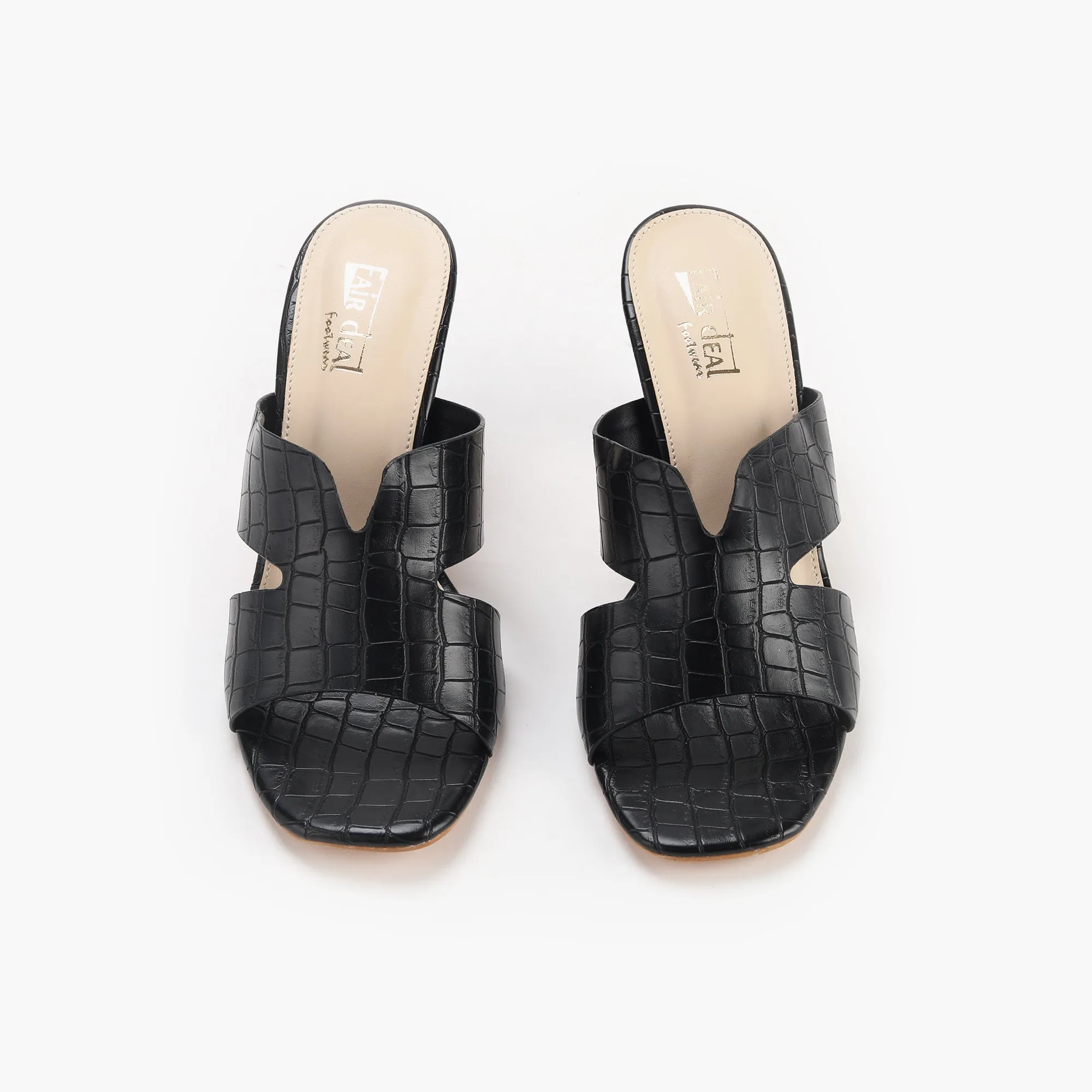 Symmetrical Strap Croc Print Sandals