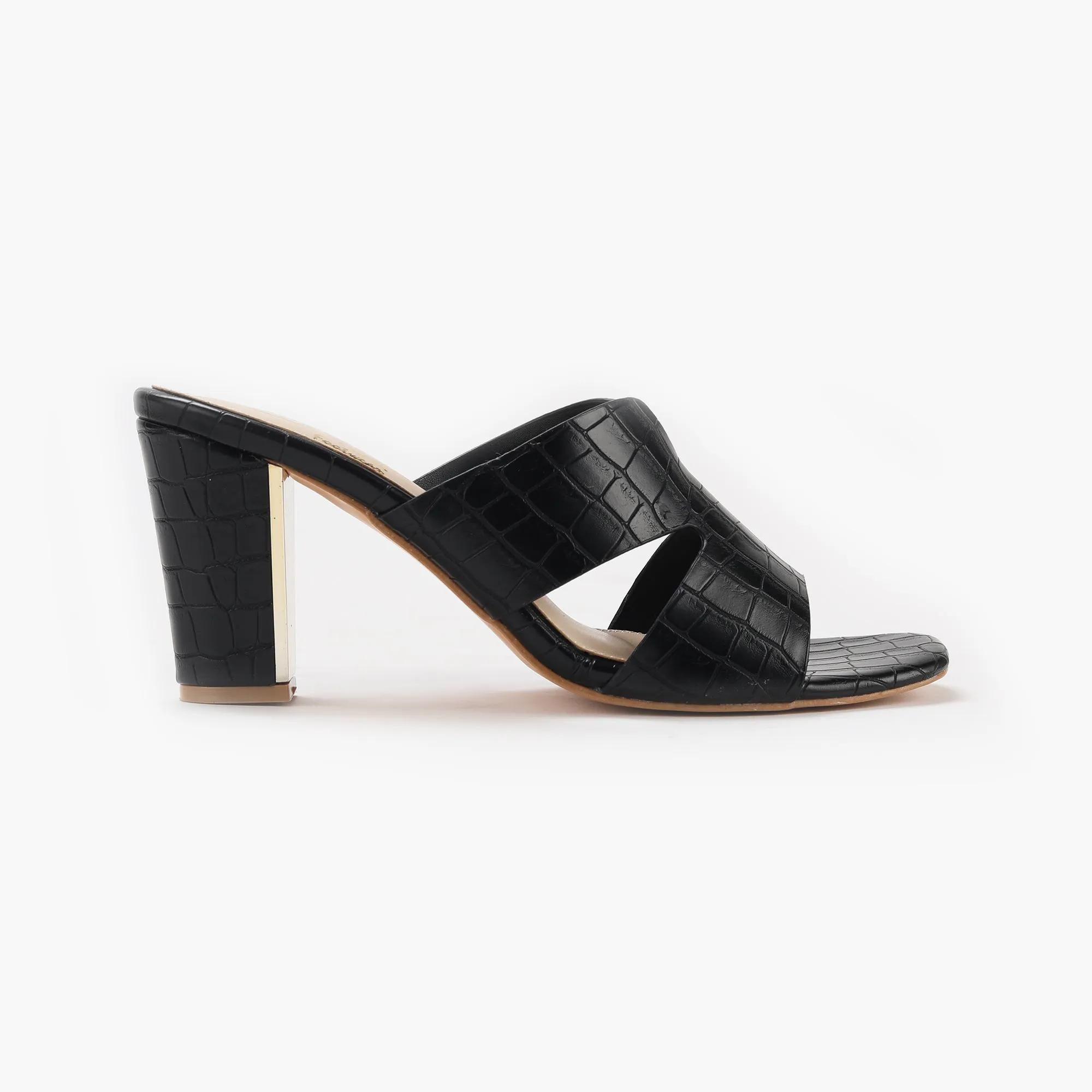 Symmetrical Strap Croc Print Sandals