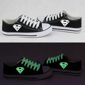 Unisex Superman Shoes Sneakers Luminous Low Tops Kid Canvas Shoes